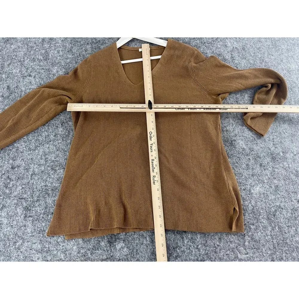 J Jill Sweater Womens Large Brown Pullover V Neck Long Sleeve Knit N196